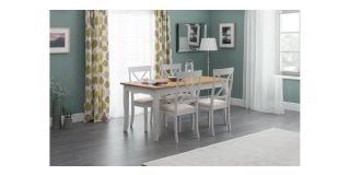 Davenport Dining Table - Elephant Grey - Ivory-Oak - Solid Rubberwood & Oiled Oak Veneers