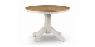 Davenport Round Pedestal Table - Oak Veneered Top with an Ivory Lacquered Base - Solid Malaysian Hardwood and Veneers