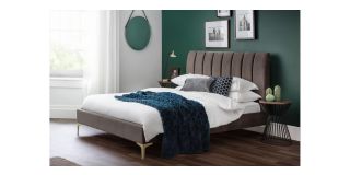 Deco Scalloped Velvet Bed - Truffle Velvet - Brushed Gold - Other Sizes Available - 135cm 150CM