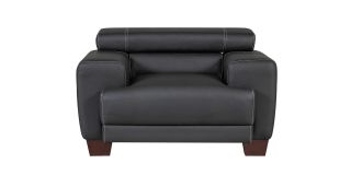 Devon Black Bonded Leather Armchair With Wooden Legs And Adjustable Headrests