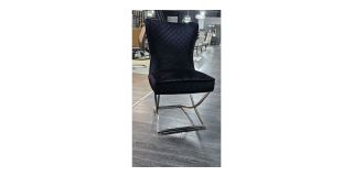 Black Plush Velvet Dining Chair With Chrome Base Ex-Display 50616