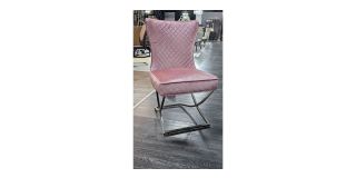 Pink Plush Velvet Dining Chair With Chrome Base Ex-Display 50615