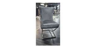 Grey Plush Velvet Dining Chair With Chrome Base Ex-Display 50613