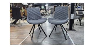 Pair Of Grey Fabric Dining Chairs Ex-Display 50612