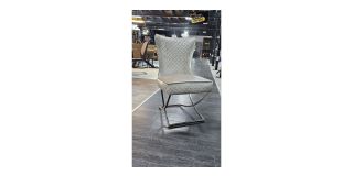 Silver Plush Velvet Dining Chair With Chrome Base Ex-Display 50614