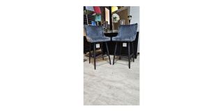 Pair Of Grey Plush Velvet Bar Stools Ex-Display 50619