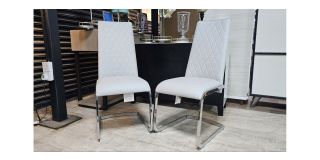 Pair Of Light Grey Dining Chairs With Chrome Legs Ex-Display 50623
