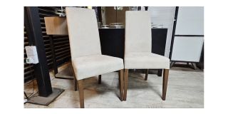 Pair Of Cream Dining Chairs With Wooden Legs Ex-Display 50621