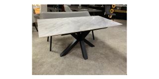 Grey 1.2m to 1.6m Extending Ceramic Dining Table With Black Metal Base Also Available In Dark Grey