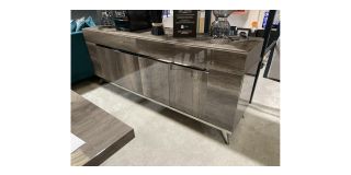 Status 4 Door Brown Sideboard With Chrome Legs And Glass Inner Shelves Ex-Display Showroom Model 51062