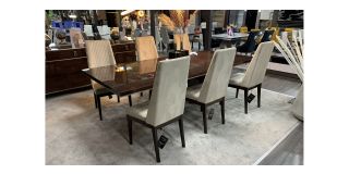 Brown Status 2.5m Dining Table With 6 Cream Chairs (Chairs w50cm d55cm h105cm)