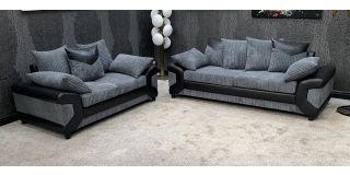 Dino Fabric 3 + 2 Seater Monty Metropolis Black and Grey Delivery up to 21-28 days