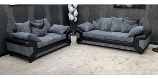 Dino Fabric 3 + 2 Seater Monty Metropolis Black and Grey