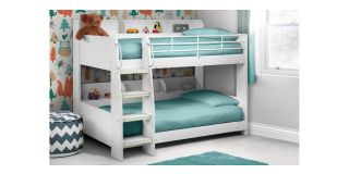 Domino Bunk Bed - All White - Matt White Coating with Melamine Edging - Coated Particleboard