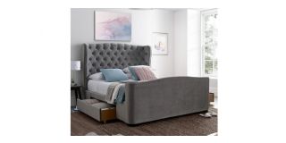 Downton Velvet 2 Drawer Storage Bed - Grey Velvet - Other Sizes Available - 135cm 180cm