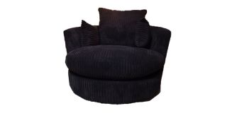 Dylan Swivel Armchair Black Jumbo Cord Delivery in 8 Weeks