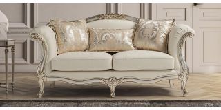 Elizabeth Aniline Ivory 3 Seater Newtrend Sofa with Champagne Gold Wooden Frame, Available for delivery in 8 weeks