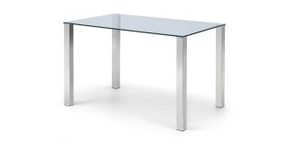 Enzo Chrome & Glass Compact Dining Table - Chrome Plating - Tempered Glass
