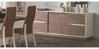 Evolution H Ivory and Wood Three Door Buffet Cabinet Sideboard