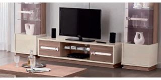 Evolution H Ivory and Wood TV Unit Assembled