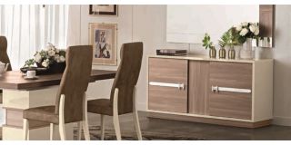 Evolution H Ivory and Wood Two Door Buffet Cabinet Sideboard