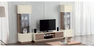 Evolution Ivory and Wood TV Unit Assembled