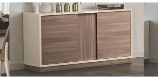 Evolution Ivory and Wood Two Door Buffet Cabinet Sideboard