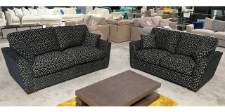 Fantasia Black Fabric 3 + 2 Sofa Set With Wooden Legs Ex-Display Showroom Model 51136