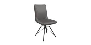 Faro Leather Swivel Dining Chair Grey (Per Pair)