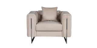 Fenzi Cream Fabric Armchair Plush Velvet With Chrome Legs