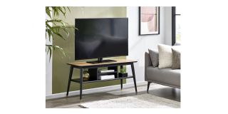 Findlay Media Unit - Walnut & Black - Black Lacquered Finish - Walnut Veneer