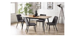 Findlay Rectangular Dining Table - Walnut & Black - Black Lacquered Finish - Walnut Veneer