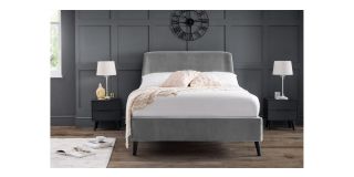 Frida Curved Velvet Bed - Grey - Grey Velvet - Other Sizes Available - 135cm 150cm