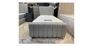 Bordeaux Single Grey Slatted Fabric Bed With Headboard And Mattress Ex-Display Clearance 50894
