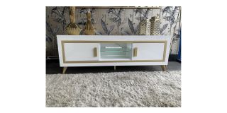 Dolce High Gloss White And Gold Tv Unit With LED Lighting