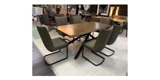 1.8m Dark Oak Dining Table With 6 Chairs (w50cm d55cm h95cm) Ex-Display 50939