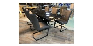 1.6m to 2.05m Extending Gloss Black Dining Table With 6 Grey Chairs (w50cm d58cm h100cm) Ex-Display 50940