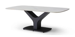 Tavolino Coffee Table Smooth White Ceramic And Black Metal