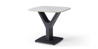 Tavolino Lamp Table Smooth White Ceramic And Black Metal