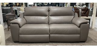 Garbo Electric 3 Seater Recliner And 2 Seater Static Grey Aniline Leather Newtrend, Available for delivery in 8 weeks