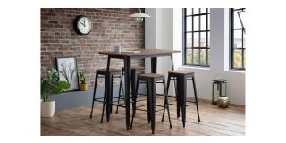 Grafton Backless Bar Stool - Mocha Elm - Solid Elm & Powder Coated Steel