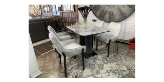 1.2m Grey Ceramic Dining Table With Chrome Base - Chairs Sold Separately