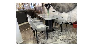 1.6m Grey Ceramic Dining Table With Chrome Base - Chairs Sold Separately