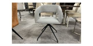 Teddy Light Grey Fabric Swivel Dining Chair