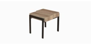 Hampton End Table Canyon Grey Finish with Black Metal Legs