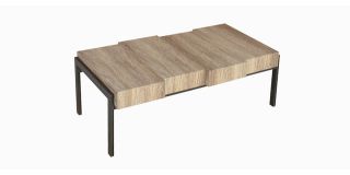 Hampton Rectangular Coffee Table Canyon Grey Finish with Black Metal Legs