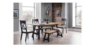 Hockley Dining Table - Black-Oak - Rubberwood