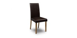 Hudson Brown Dining Chair - Brown Faux Leather - Light Oak Effect - Hardwood Frame