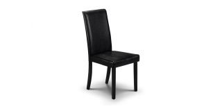 Hudson Black Dining Chair - Black Faux Leather - Black Lacquered Finish - Hardwood Frame