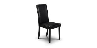 Hudson Black Dining Chair - Black Faux Leather - Black Lacquered Finish - Hardwood Frame